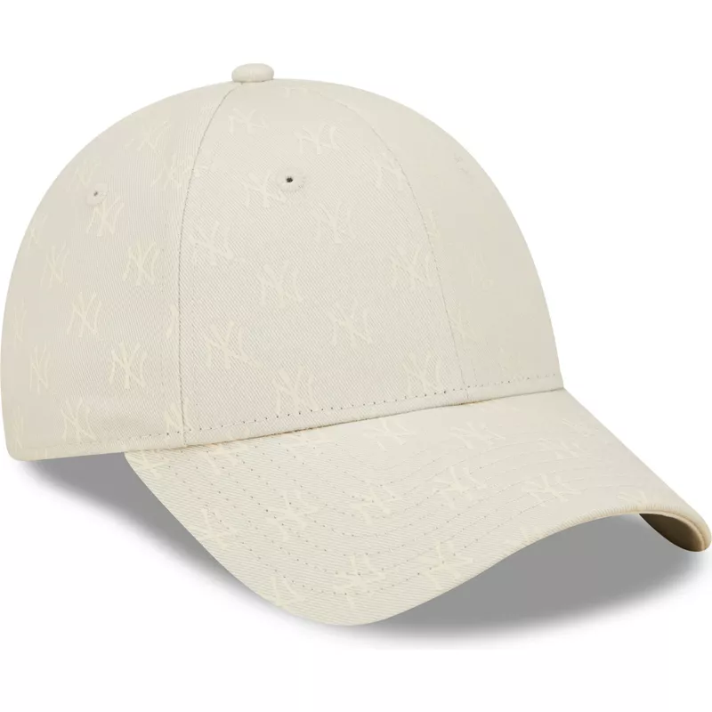 casquette-courbee-beige-ajustable-pour-femme-9forty-monogram-new-york-yankees-mlb-new-era
