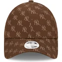 mutzen-gebogen-braun-verstellbares-band-9forty-monogram-der-new-york-yankees-mlb-von-new-era