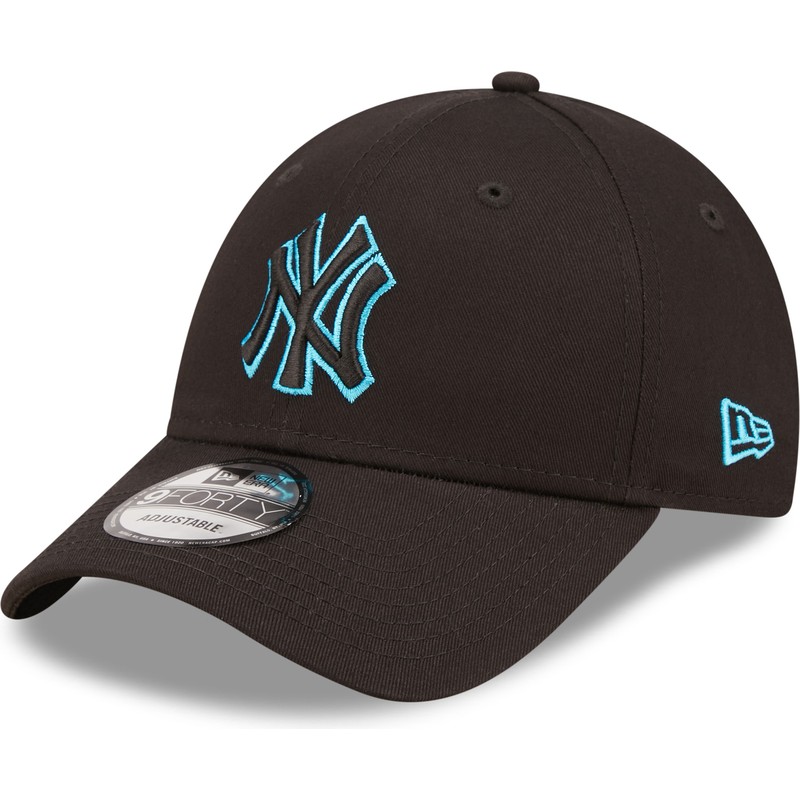 new-era-curved-brim-blue-logo-9forty-neon-outline-new-york-yankees-mlb-black-adjustable-cap