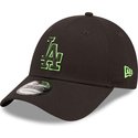new-era-curved-brim-green-logo-9forty-neon-outline-los-angeles-dodgers-mlb-black-adjustable-cap