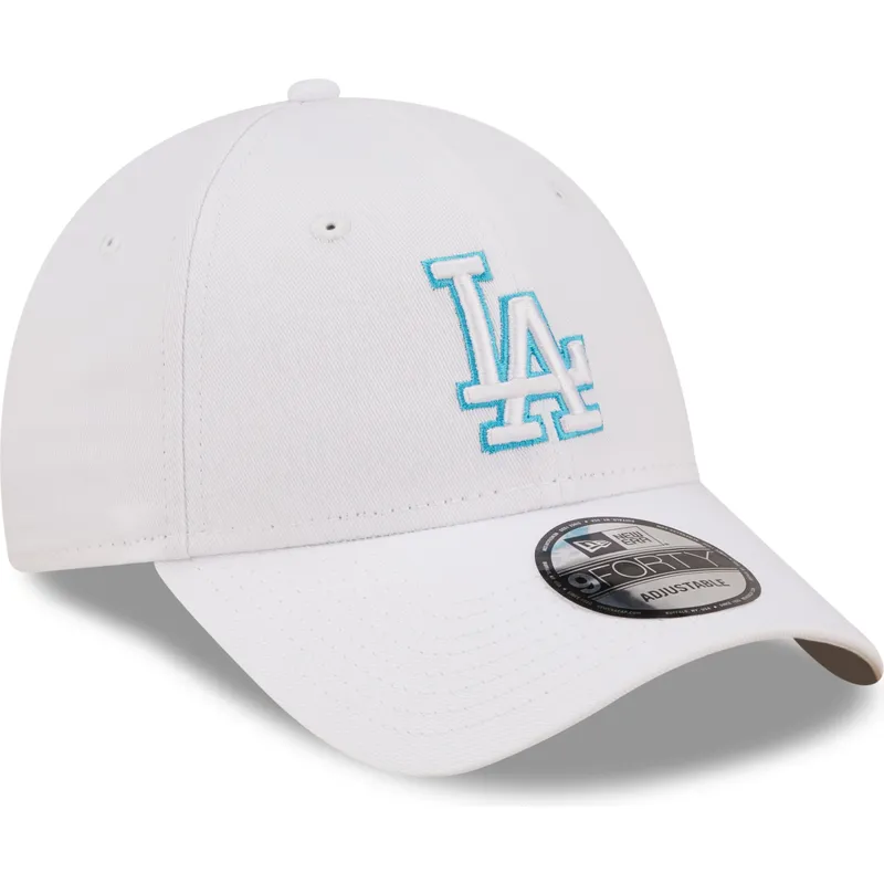 mutzen-gebogen-weiss-verstellbares-band-9forty-neon-outline-der-los-angeles-dodgers-mlb-von-new-era