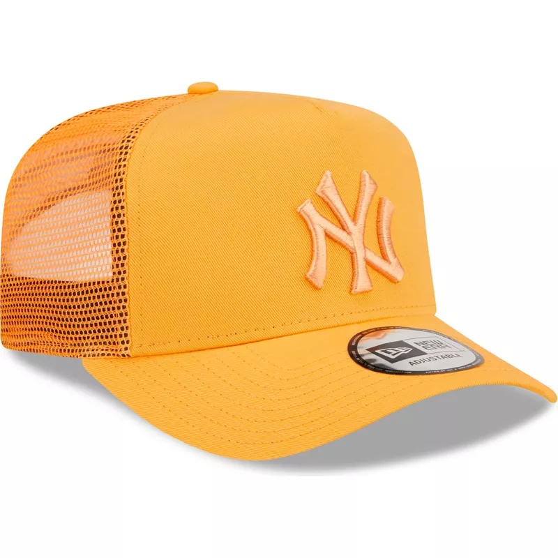 casquette-trucker-orange-avec-logo-orange-a-frame-tonal-mesh-new-york-yankees-mlb-new-era