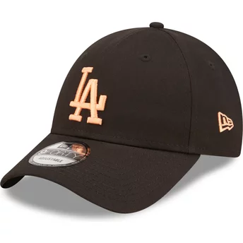 Casquette courbée noire ajustable avec logo orange 9FORTY League Essential Los Angeles Dodgers MLB New Era