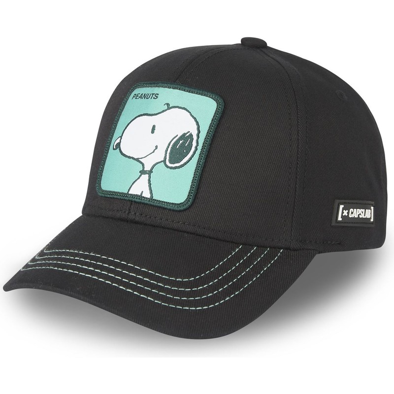 capslab-curved-brim-snoopy-nu1-peanuts-black-snapback-cap