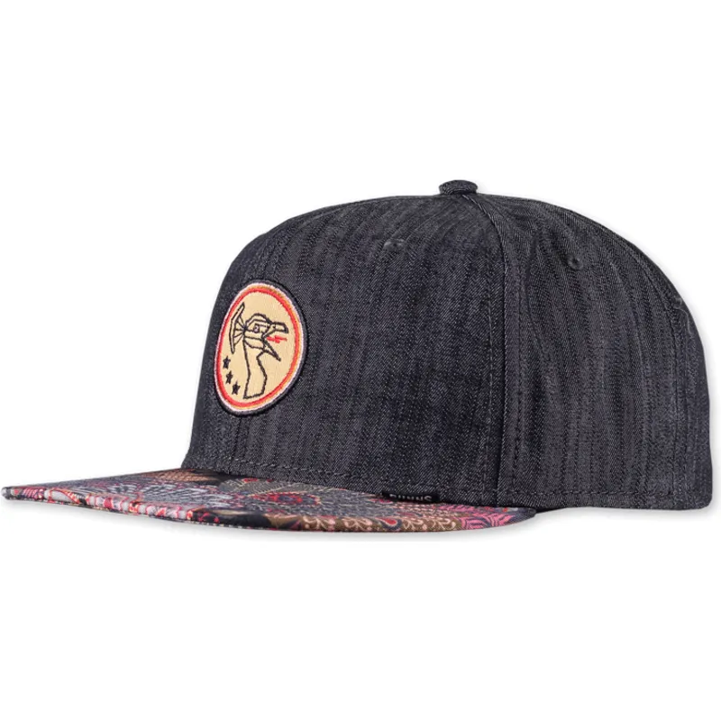 schwarze-flache-snapback-kappe-peacock-linen-rev-von-djinns schwarze-flache-snapback-kappe-peacock-linen-rev-von-djinns