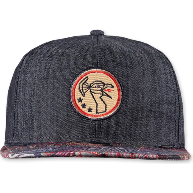 schwarze-flache-snapback-kappe-peacock-linen-rev-von-djinns schwarze-flache-snapback-kappe-peacock-linen-rev-von-djinns