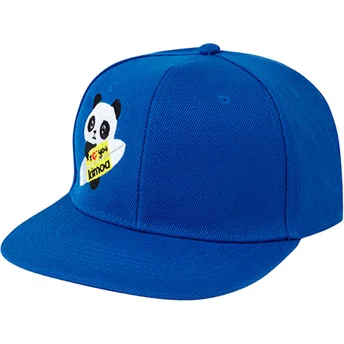 Kimoa Flat Brim Panda by Domingo Zapata Blue Snapback Cap