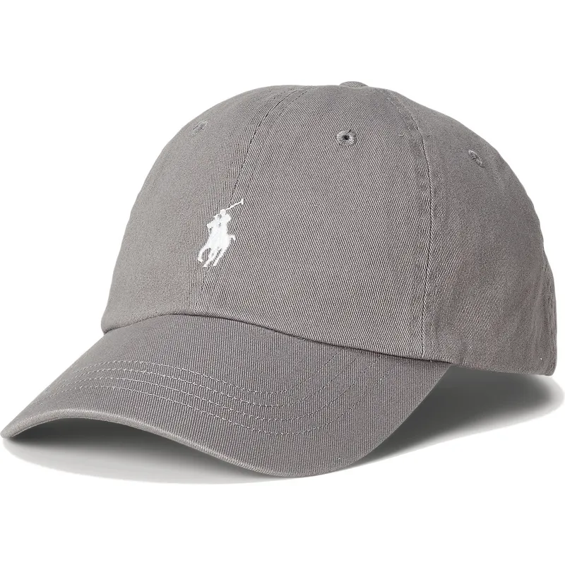 graue-verstellbare-curved-cap-mit-weissem-logo-cotton-chino-classic-sport-von-polo-ralph-lauren graue-verstellbare-curved-cap-mit-weissem-logo-cotton-chino-classic-sport-von-polo-ralph-lauren