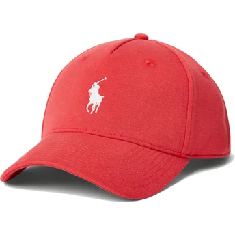 Polo Ralph Lauren Curved Brim White Logo Ponte Darted Modern Sport Red Snapback Cap