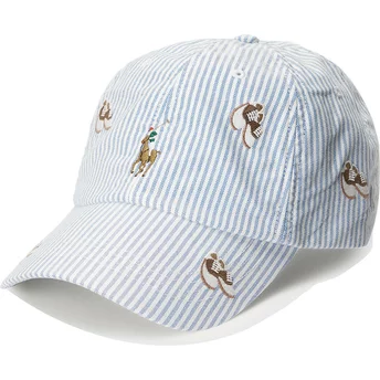Polo Ralph Lauren Curved Brim Classic Sport Blue and White Adjustable Cap