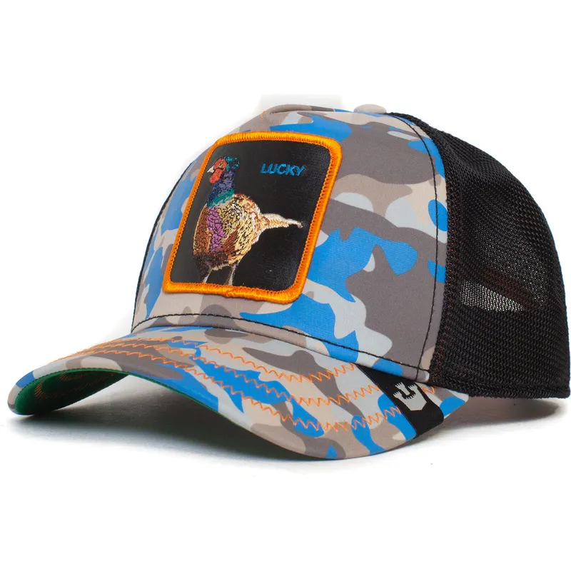 trucker-cap-camouflage-blau-fasan-lucky-luck-stays-down-the-farm-von-goorin-bros trucker-cap-camouflage-blau-fasan-lucky-luck-stays-down-the-farm-von-goorin-bros