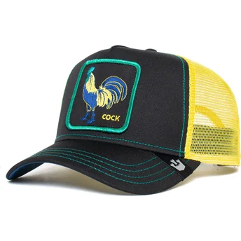 trucker-cap-schwarz-und-gelb-hahn-cock-trip-the-farm-von-goorin-bros