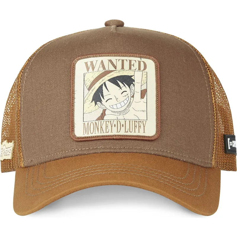 braune-trucker-kappe-monkey-d-luffy-wanted-dead-or-alive-wan2-one-piece-von-capslab