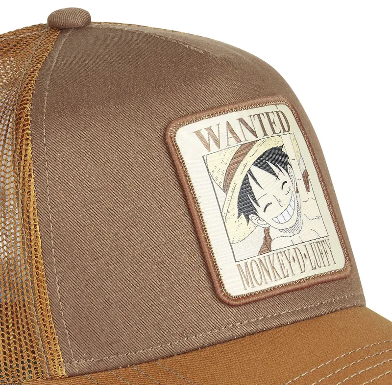 braune-trucker-kappe-monkey-d-luffy-wanted-dead-or-alive-wan2-one-piece-von-capslab