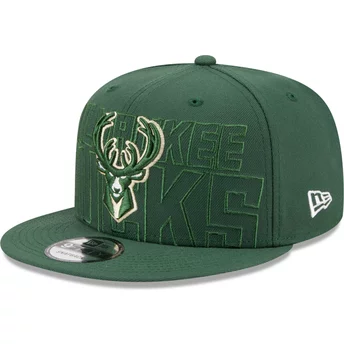 New Era Flat Brim 9FIFTY Draft Edition 2023 Milwaukee Bucks NBA Green Snapback Cap