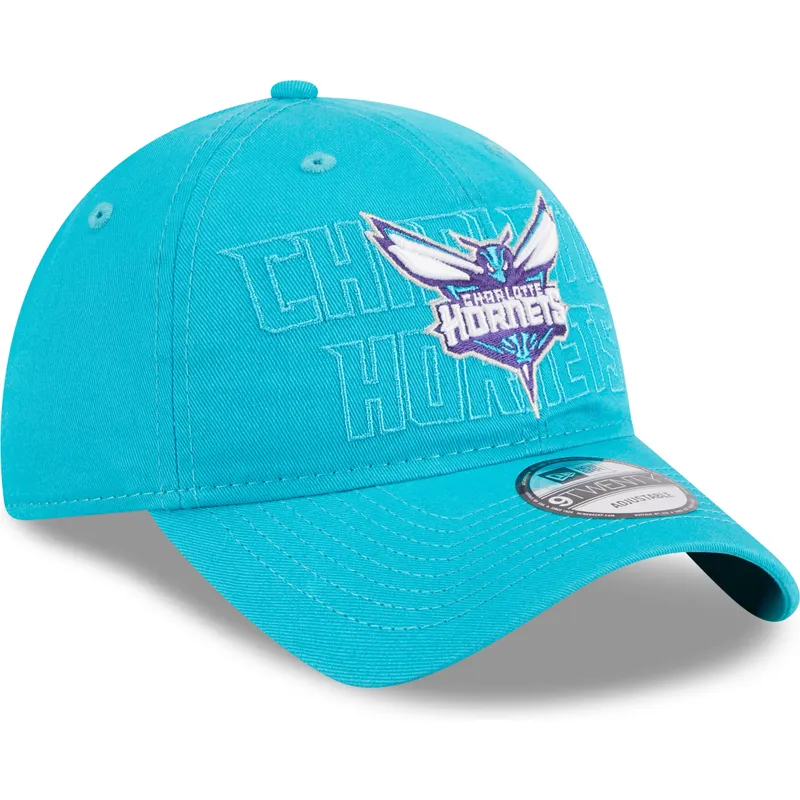 blaue-verstellbare-gebogene-kappe-9twenty-draft-edition-2023-der-charlotte-hornets-nba-von-new-era