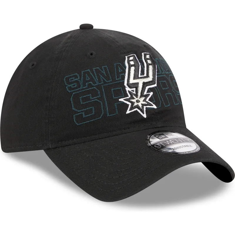mutzen-gebogen-schwarz-verstellbares-band-9twenty-draft-edition-2023-der-san-antonio-spurs-nba-von-new-era