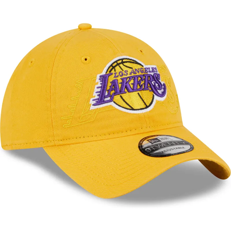mutzen-gebogen-gelb-verstellbares-band-9twenty-draft-edition-2023-der-los-angeles-lakers-nba-von-new-era