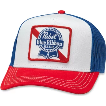 Casquette trucker blanche, bleue et rouge snapback Pabst Blue Ribbon Valin American Needle