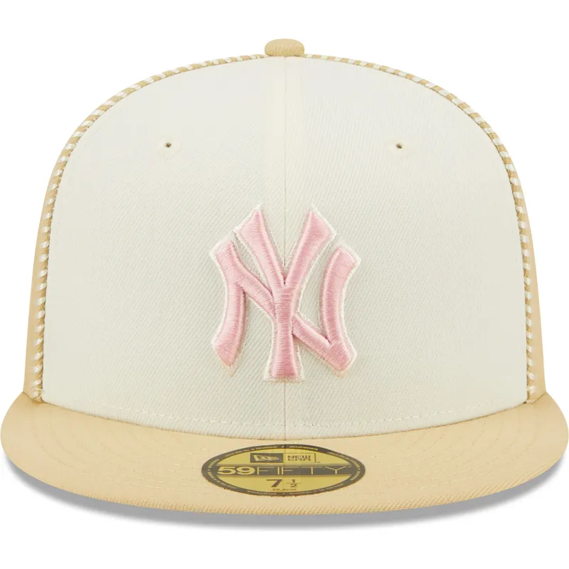 mutzen-flach-beige-angepasst-rosa-59fifty-seam-stitch-der-new-york-yankees-mlb-von-new-era