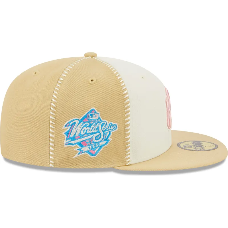 mutzen-flach-beige-angepasst-rosa-59fifty-seam-stitch-der-new-york-yankees-mlb-von-new-era