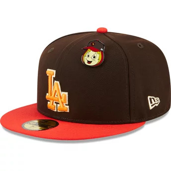 Casquette plate marron et rouge ajustée 59FIFTY The Elements Fire Pin Los Angeles Dodgers MLB New Era