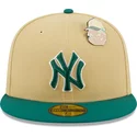 casquette-plate-beige-et-verte-ajustee-59fifty-the-elements-earth-pin-new-york-yankees-mlb-new-era