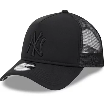 New Era Black Logo 9FORTY A Frame All Day Trucker New York Yankees MLB Black Trucker Hat