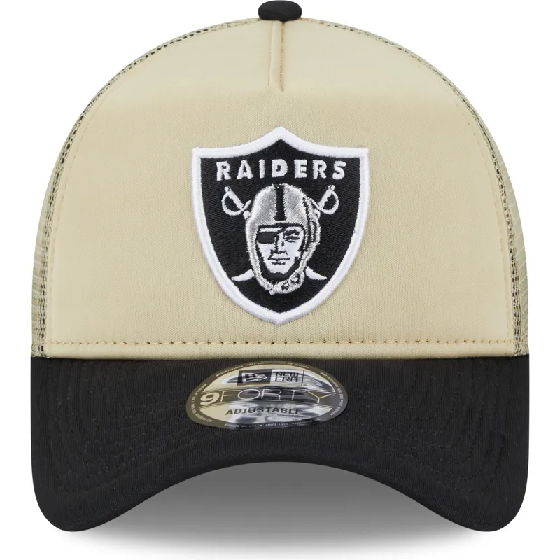 mutzen-gebogen-beige-snapback-9forty-a-frame-all-day-der-las-vegas-raiders-nfl-von-new-era