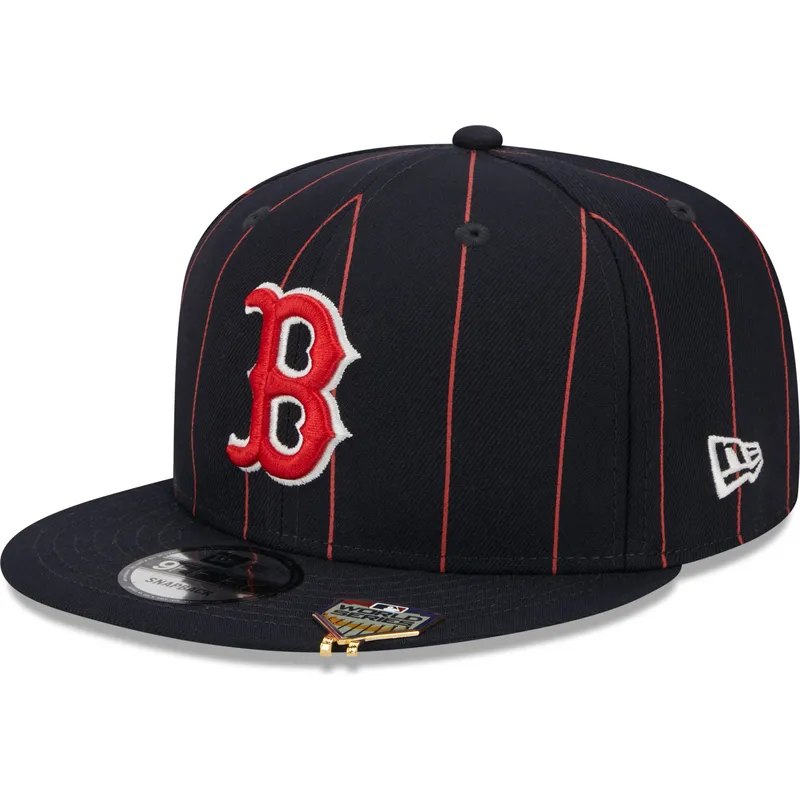 marineblaue-flache-snapback-kappe-9fifty-pinstripe-visor-clip-der-boston-red-sox-mlb-von-new-era