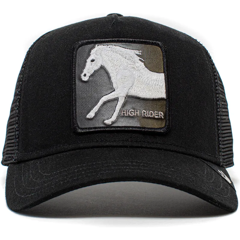 schwarze-trucker-kappe-pferd-high-rider-ride-high-the-farm-von-goorin-bros