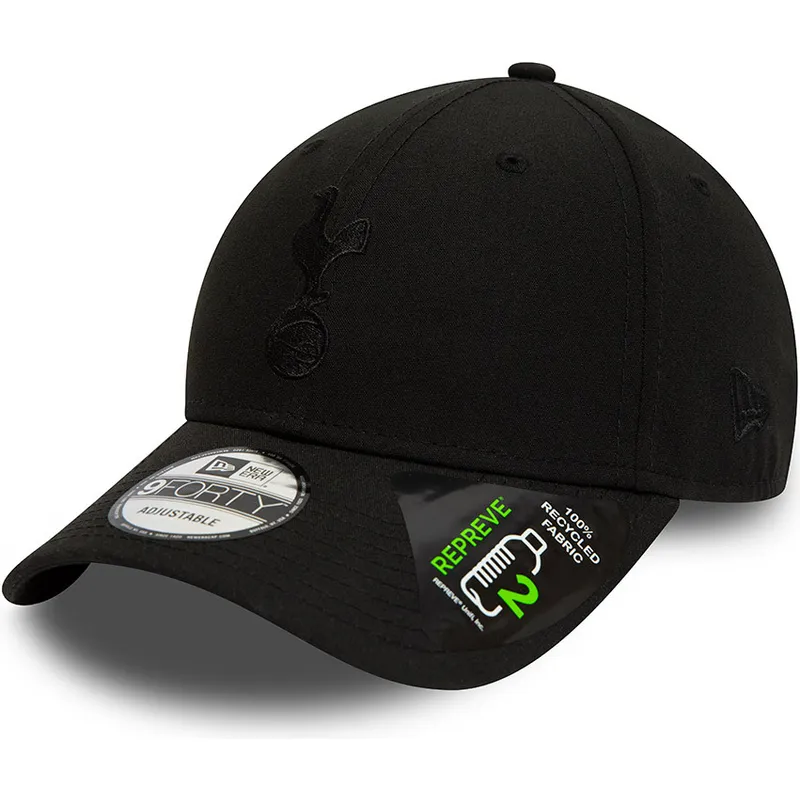schwarze-verstellbare-curved-cap-mit-schwarzem-logo-9forty-repreve-von-tottenham-hotspur-football-club-premier-league-von-new-er