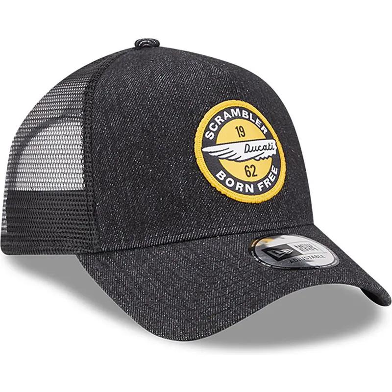 schwarze-denim-trucker-cap-a-frame-von-ducati-motor-motogp-von-new-era