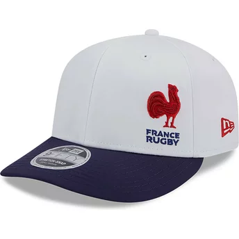 Casquette courbée blanche et bleue snapback 9FIFTY Stretch Snap Flawless French Rugby Federation FFR New Era