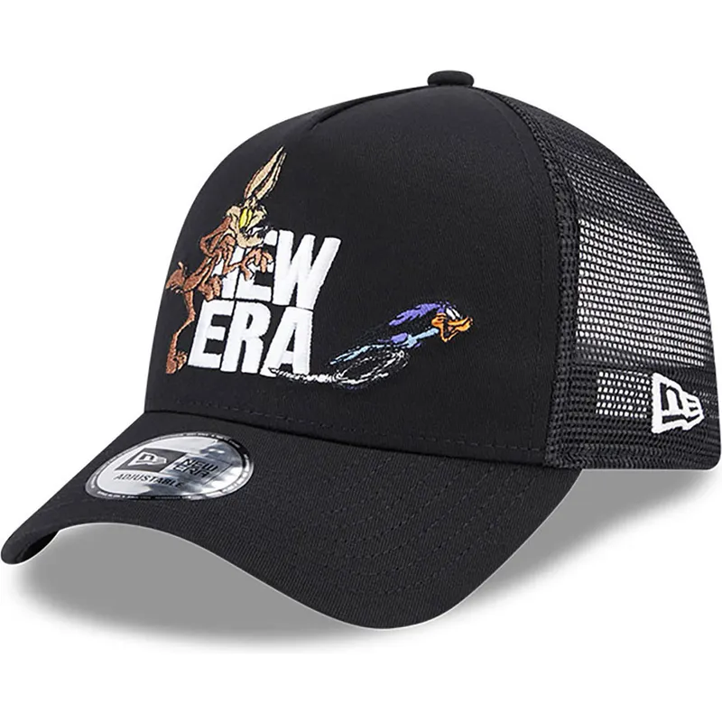 mutzen-gebogen-schwarz-snapback-a-frame-der-coyote-y-correcaminos-looney-tunes-von-new-era