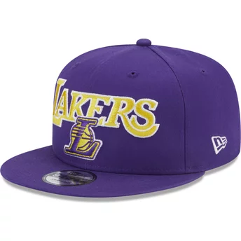 Casquette plate violette snapback 9FIFTY Patch Los Angeles Lakers NBA New Era