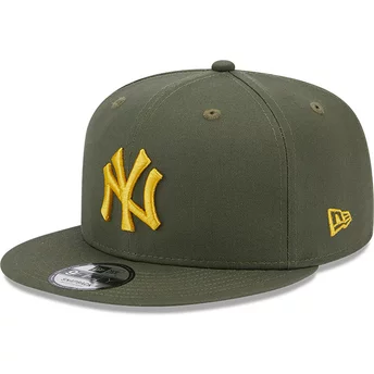 Casquette plate verte snapback avec logo jaune 9FIFTY Side Patch New York Yankees MLB New Era