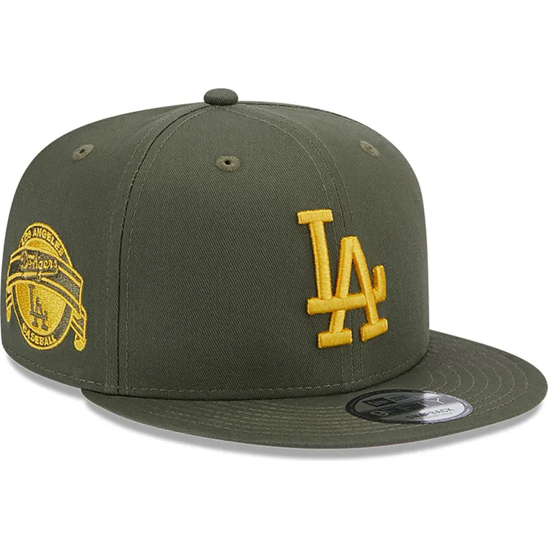 mutzen-flach-grun-snapback-9fifty-side-patch-der-los-angeles-dodgers-mlb-von-new-era