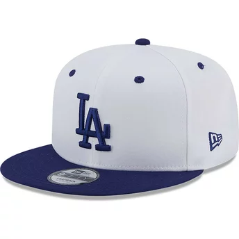 Casquette plate blanche et bleue snapback avec logo bleu 9FIFTY White Crown Patch Los Angeles Dodgers MLB New Era