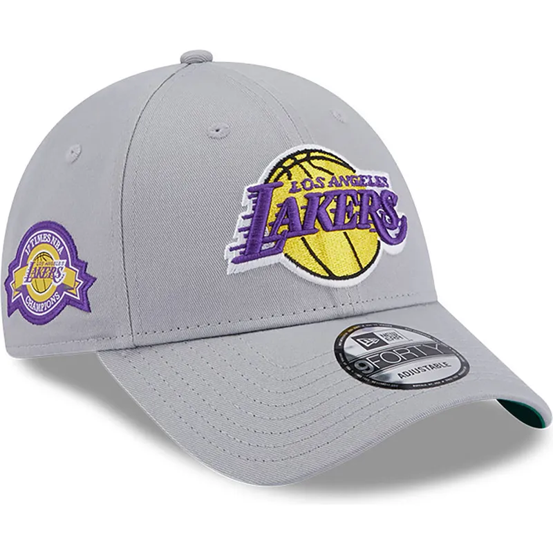 graue-verstellbare-curved-cap-9forty-team-side-patch-der-los-angeles-lakers-nba-von-new-era graue-verstellbare-curved-cap-9forty-team-side-patch-der-los-angeles-lakers-nba-von-new-era