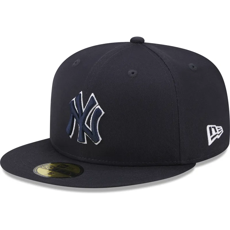 mutzen-flach-marineblau-angepasst-59fifty-team-outline-der-new-york-yankees-mlb-von-new-era