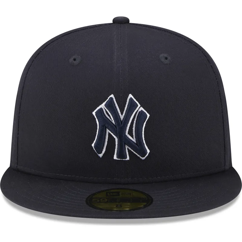mutzen-flach-marineblau-angepasst-59fifty-team-outline-der-new-york-yankees-mlb-von-new-era