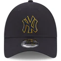 casquette-courbee-bleue-marine-ajustable-9forty-team-outline-new-york-yankees-mlb-new-era