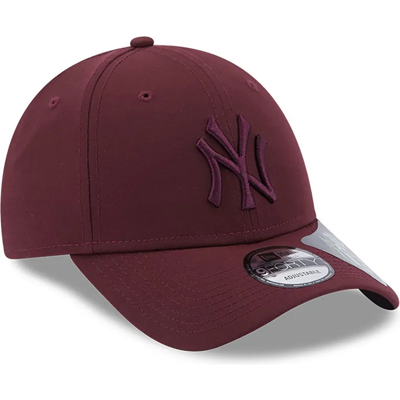 mutzen-gebogen-rot-verstellbares-band-granate-granate-9forty-repreve-der-new-york-yankees-mlb-von-new-era