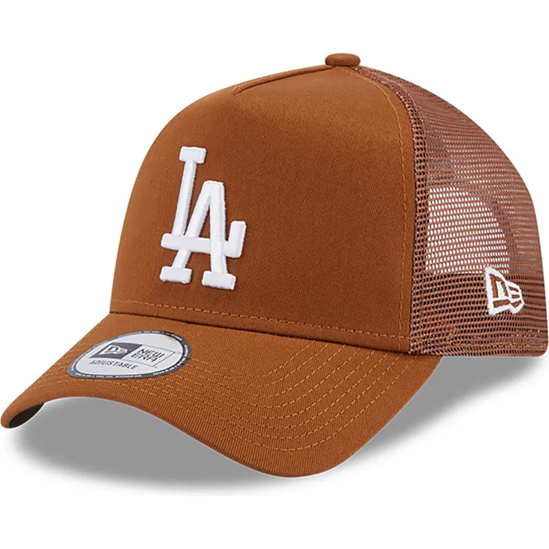 mutzen-gebogen-braun-snapback-a-frame-league-essential-der-los-angeles-dodgers-mlb-von-new-era