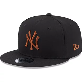 Casquette plate noire snapback avec logo marron 9FIFTY League Essential New York Yankees MLB New Era