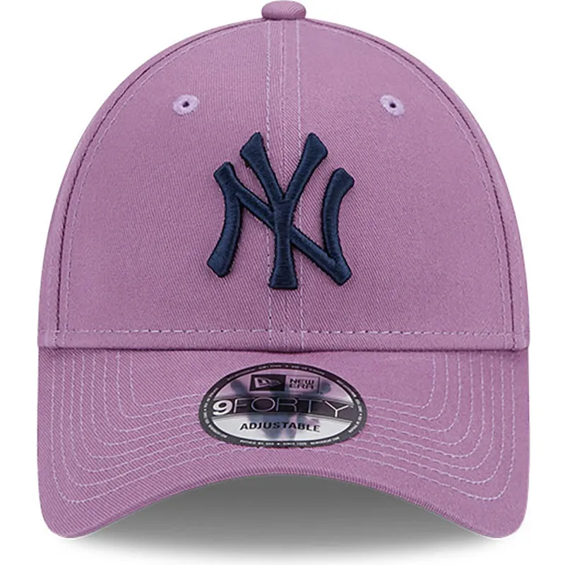 mutzen-gebogen-violett-verstellbares-band-9forty-league-essential-der-new-york-yankees-mlb-von-new-era