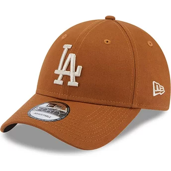 Casquette courbée marron ajustable avec logo beige 9FORTY League Essential Los Angeles Dodgers MLB New Era