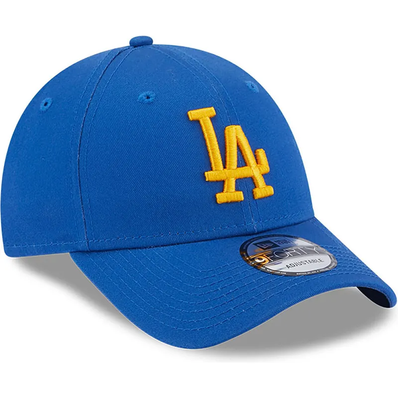 mutzen-gebogen-blau-verstellbares-band-9forty-league-essential-der-los-angeles-dodgers-mlb-von-new-era