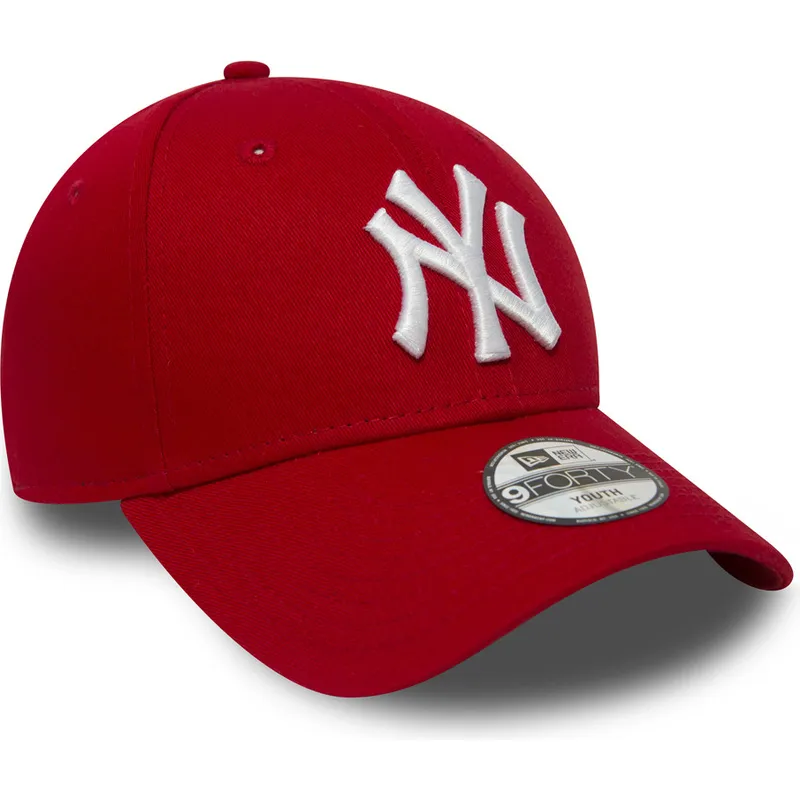 rote-verstellbare-gebogene-kappe-fur-kinder-9forty-essential-new-york-yankees-mlb-von-new-era